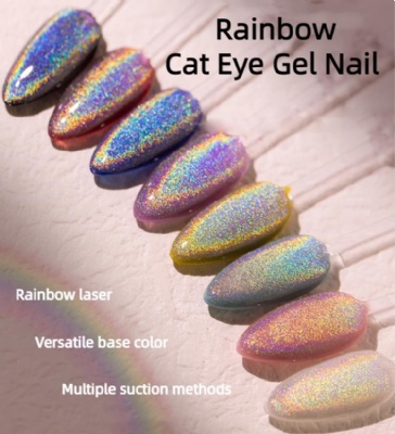 Rainbow Cat Eye Gel nail