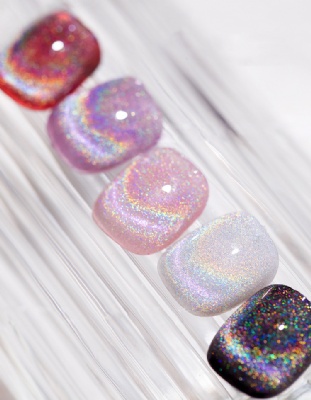 Rainbow Cat Eye Gel nail