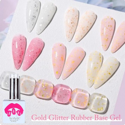 Gold Glitter Rubber Base Gel Polish